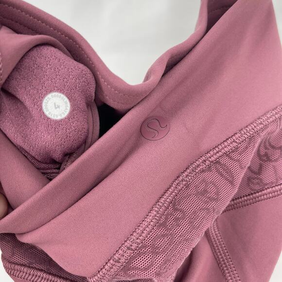 Lululemon Wunder Under Crop HR 21" Flocked Everlux Plumful Size 4 - Picture 4 of 10